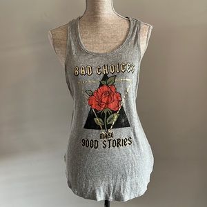 Rebellious One | Size XL | Gray Novelty Tanktop | Bad Choices Make Good Stories
